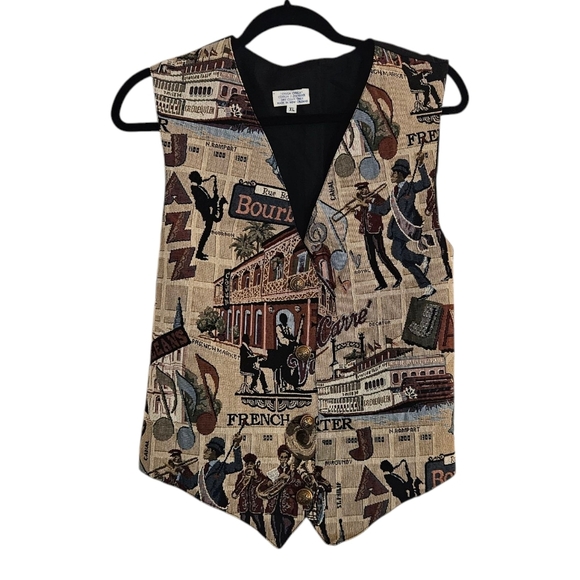 Vintage Jackets & Blazers - Vintage "Chugga Chugga" Women's New Orleans Tapestry Vest size XL